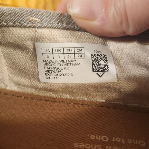 TOMS Women’s 7/Youth 5 Alpargata Chambray Rose Gold Triangle Print Slip-On Shoes - Picture 5 of 7